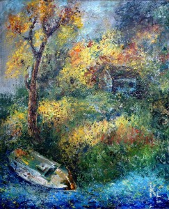 Персональная выставка Елены Краснощёковой 'Река жизни' 23.03 - 8.04.2012 (Домик у реки. Е.Краснощёкова) Домик у реки. Е.Краснощёкова